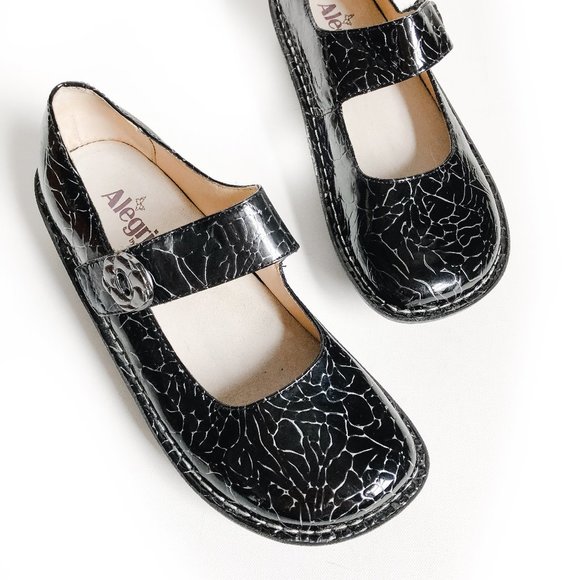 Alegria Shoes - Alegria Paloma Black Etched Mary Jane Shoes